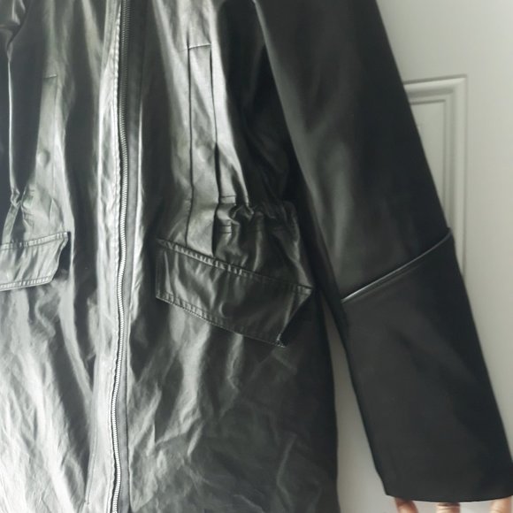 VERA WANG Laura Hooded Waxed Long Anorak Sz XS - Picture 3 of 16